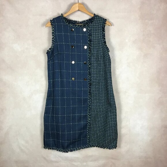 JULIA JORDON Navy Tweed Grid Pattern Shift Dress NWT 14 - Picture 15 of 15